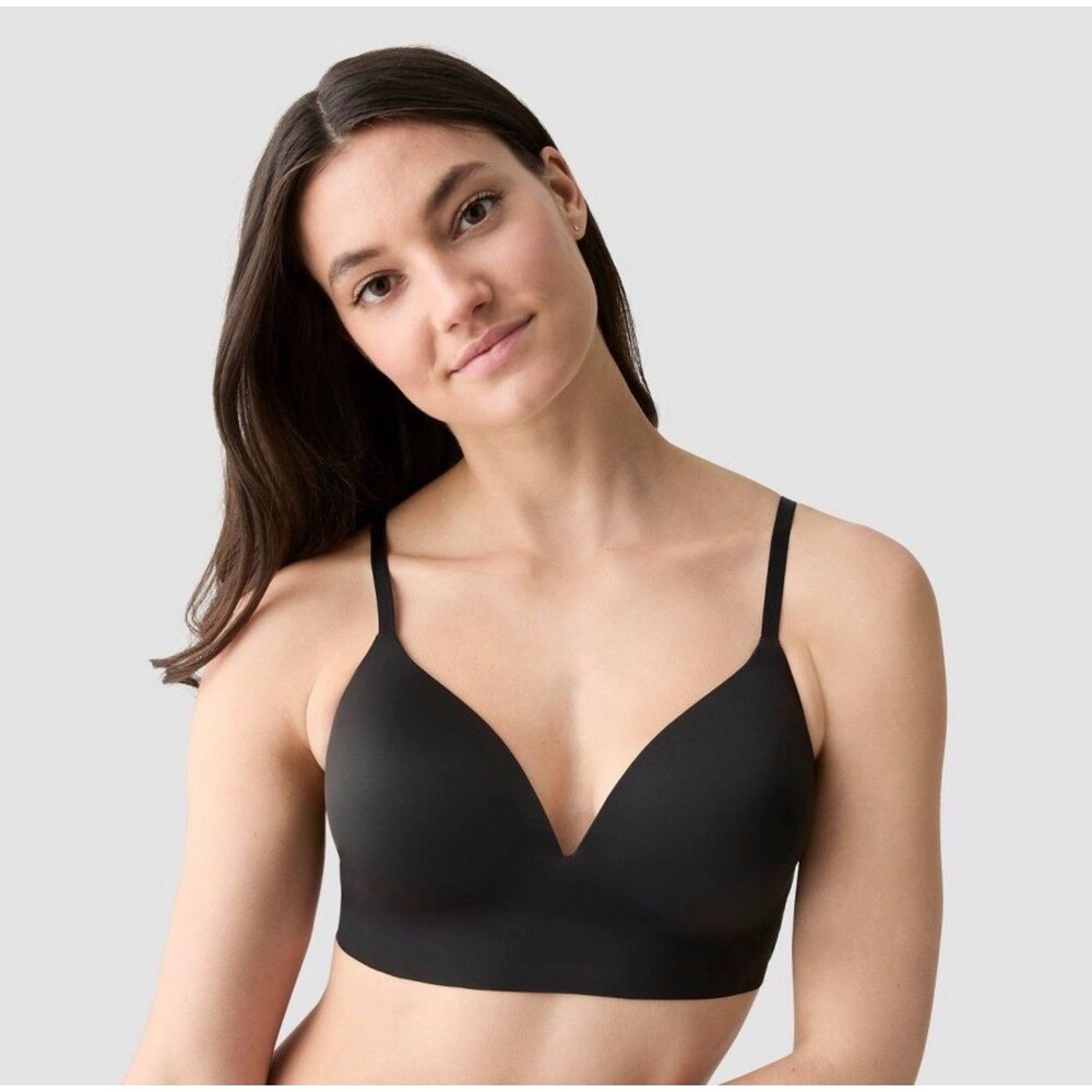 True & Co. Womens Small Black Everybody Boost Wireless Bra S 34A 34B 32C 32D